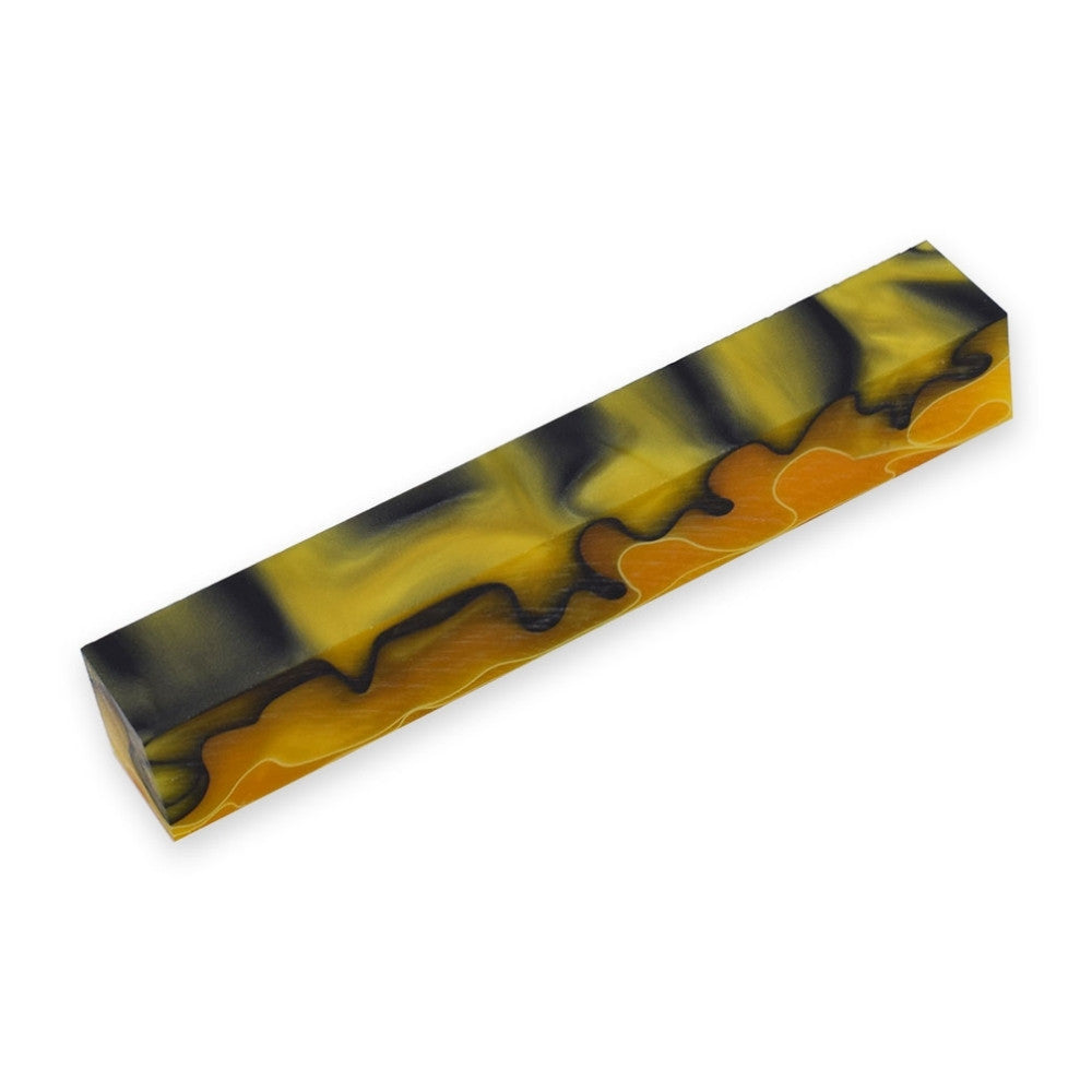 Pen blank - Acryl - 130x20x20 mm - Gelb mit weißer und schwarzer Linie - Pfeifenecke